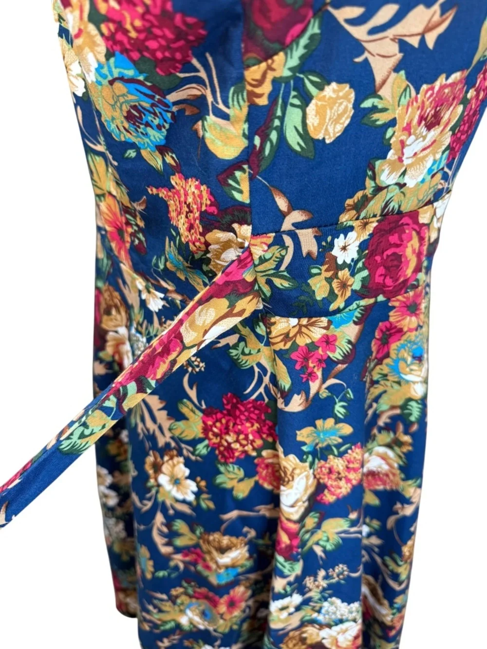 Blue Floral Midi Tea Dress Size Large